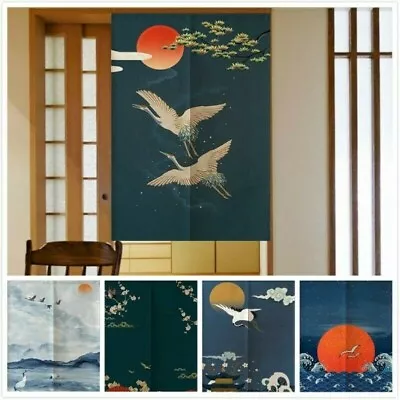 Japanese Noren Crane Door Curtain Cotton Linen Home Restaurant Room Divider EAN • $42.57