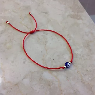 $29.99 • Buy Evil Eye Red String Kabbalah Bracelet Gold 14K Beads Good Luck Charm Protection