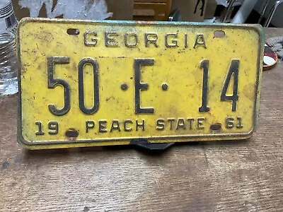 License Plate Tag Georgia GA 1961 50 E 14 “Peach State” Rough Rustic USA • $14.25