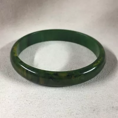 VTG Spinach Green Marbled Bakelite Bangle Bracelet • $25