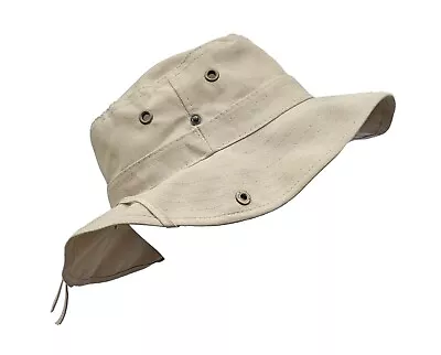 £14 • Buy Taupe Cream Fishing Bucket Hat Outdoor Outback Explorer Sun Floppy Neck Strap