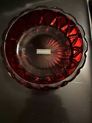 Shannon Godinger Dublin Red Crystal Glass Scalloped Serving Bowl Candy Dish NEW • $6.77