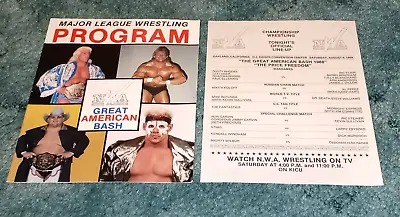 1988 NWA Great American Bash On Tour Program Signed By Jimmy Garvin Wrestling • $100