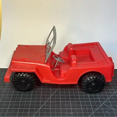 Vintage Red Plastic Jeep Toy Apx. 12” (not Marx MPC) • $18