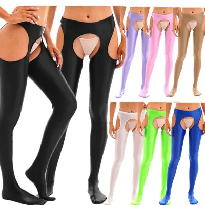 US Women's Oil Hollow Out Tights Pantyhose Suspender Thigh High Stockings Pants • $6.02