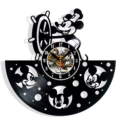 Disney Mickey Mouse Wall Clock Records Decor Gift Christmas Birthday Holiday Art • $13.99