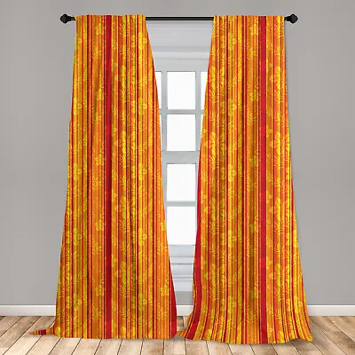 Orange Microfiber Curtains 2 Panel Set Living Room Bedroom In 3 Sizes • $26.99
