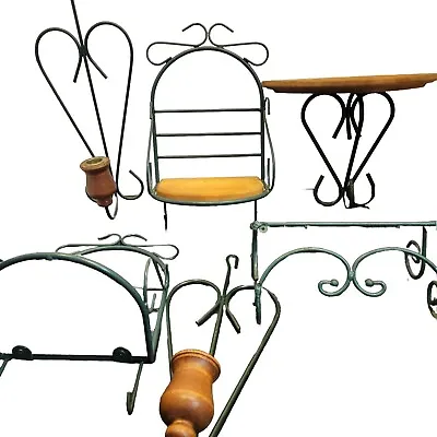 Home Interiors - 4 Wire & Wood Green Shelves And 2 Matching Candle Wall Sconces • $50