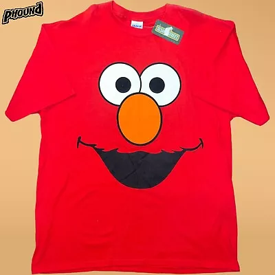 NWT Sesame Street Elmo Shirt Adult XL Big Face Short Sleeve Cotton Logo Mens • $14.99
