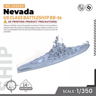 SSMODEL 350560 1/350 Military Model Kit US Nevada Class Battleship BB-36 • $129.99