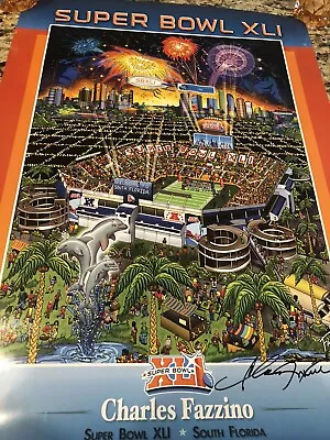 Charles Fazzino Super Bowl Poster 2007 Colts And Bears • $50