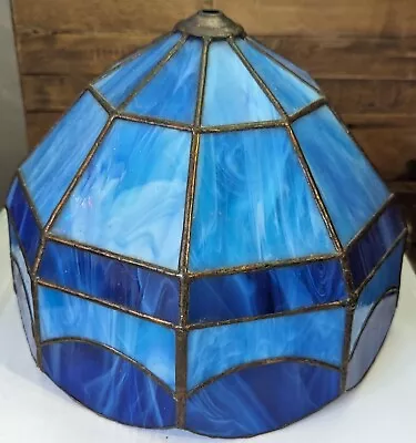 VGC Blue 11  Tiffany Style Lampshade Ceiling Light Shade Pendant Stained Glass • £24.99