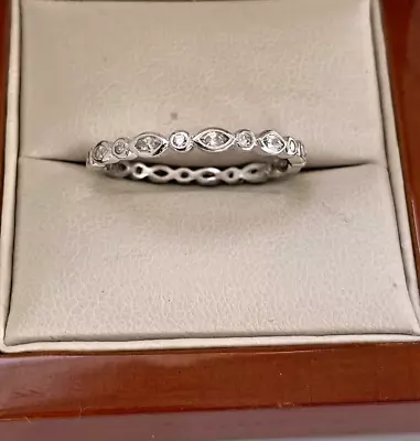 2mm Ladies 925 Sterling Silver Ring Eternity Bridal CZ Stones Engagement Band • £9.99