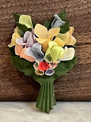 Vintage Flower Bouquet Brooch Unique Delicate Plastic • $20