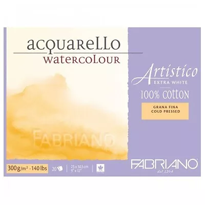 Fabriano Artistico Watercolour Paper Extra White Block 9 X12  COLD PRESSED • £33.99