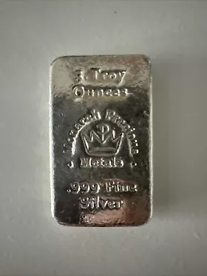 3 Oz .999 Fine Silver Monarch Precious Metals Poured Silver Bar • $110