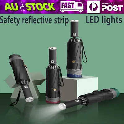 $23.66 • Buy Automatic Rain Umbrella Auto Open Close Compact Folding Windproof With LED Light