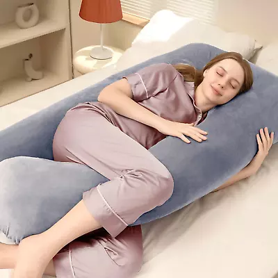 $53.40 • Buy U Shaped Body Pillow For Pregnancy 55  Blue Maternity Support W/ Removable Cover