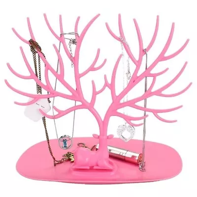 £8.49 • Buy Pink Display Jewelry Tree Stand Holder Rack Show Earring Necklace Ring Retro UK
