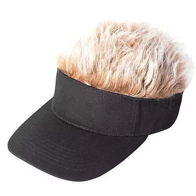Men's Flair Hair Sun Visor Cap With Fake Hair Wig Baseball Peaked Hat Cap Unisex • $12.95