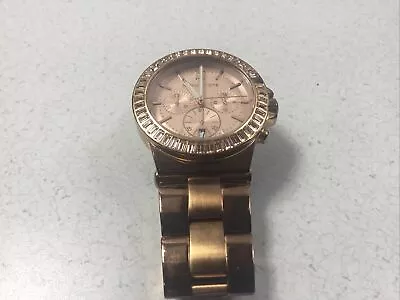 Michael Kors Baguette-Bezel MK5412  Rose Gold Tone Wrist Watch Women Chronograph • $109.95