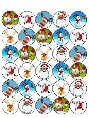 £2.45 • Buy 30 Pre-cut Mixed Father Christmas Xmas Cup Cake Edible Rice Wafer Paper Toppers