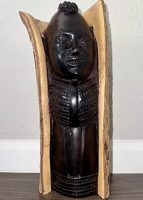 Hand Carved African Makonde Man Ebony Wood Black Wood Statue 12 Inches Tall • $74.99