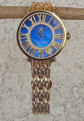 Judith Ripka  London  Blue Mother Of Pearl Gold Clad Stainless Bracelet Watch 7  • $99