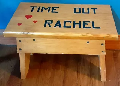  Rachel  Personalized  TIME OUT  Chair Stool Bench Handmade Oak Wooden Seat Girl • $17.60