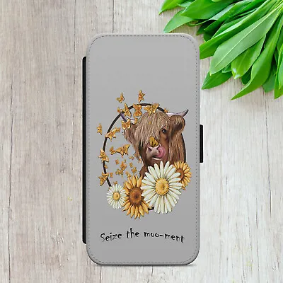 £5.49 • Buy Highland Cow Art Funny Flip Wallet Phone Case Cover For Iphone Samsung Huawei