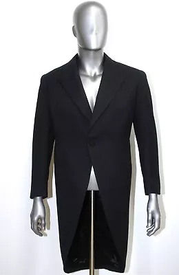 French Vintage Black Wool Tailored Morning Coat Jacket Dated 1956 Size M/L • $120