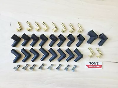 $13.99 • Buy 8 Cylinder V8 7mm 90* Rubber Spark Plug Boot Kit Steel & Brass Ends V8 Coil Wire