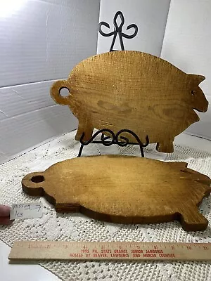2 Vtg Used Pig Cutting Boards Primitive Distressed Country Kitchen Farmhouse E74 • $39.99