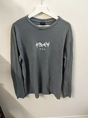 KSCY Shirt Mens Large Grey Washed Long Sleeve Kiss Chacey Double Sided • $20