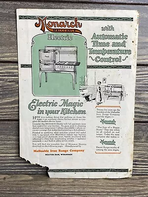 Vintage User Manual Monarch Malleable Electric Kitchen Range Full Automatic Oven • $14.99