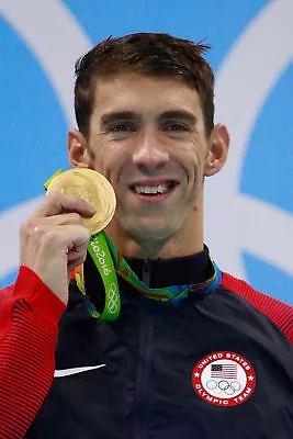 GLOSSY PHOTO PICTURE 8x10 Michael Phelps Medal • $3.98