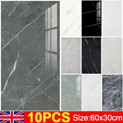 10x Marble Tiles Sticker Self-Adhesive Stick On Kitchen Home Wall Bathroom Decor • £2.99