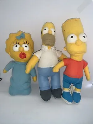The Simpsons 2005 Soft Toys BartHomer Maggie 9-11” • £15