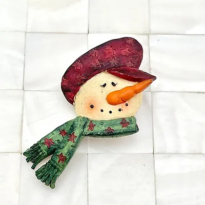 Suzi Signed Snowman Christmas Holiday Brooch Pin Resin The Vintage Strand #9352 • $11.89