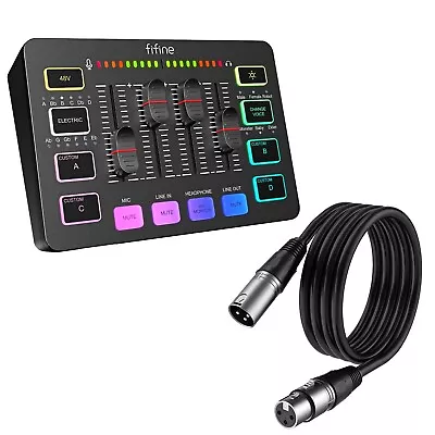 FIFINE 4 Channel RGB Gaming Audio Mixer For Podcast Recording Streaming Vocal • $57.99