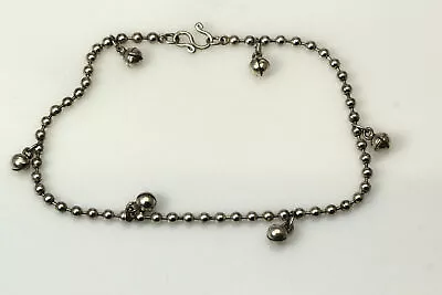 925 Sterling Silver 9.25  Beaded Bell Bracelet 8 Grams (BR4728) • $26.10