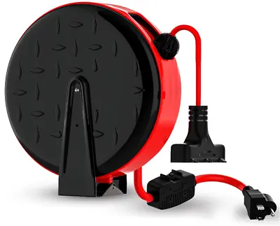 Retractable Extension Cord Reel - 30 Ft 16AWG- 3 Electric Power Outlets • $44.45