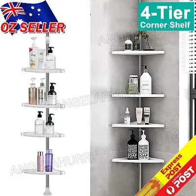 4 Tier Telescopic Bathroom Shelf Adjustable Wall Corner Shower Rack Organizer NE • $22.99