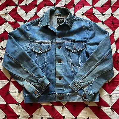 Vintage Wrangler Denim Jacket Mens 38 As Is Worn Faded Workwear  • $10