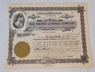 1900s The Brown Lumber Company Massillon Ohio Unissued Stock Certificate • $39.96