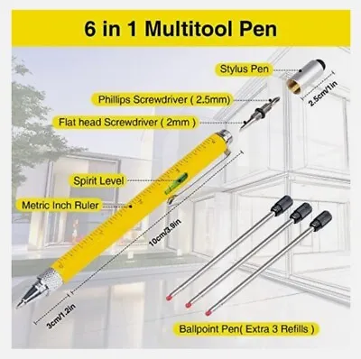 Multi 6 In 1 Pen With Ruler Level Screwdriver Perfect 4 DIY & Fathers Day! • $6.50