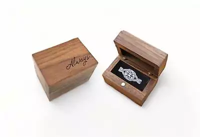 Always Engraved Wooden Proposal Ring Box Walnut Design Engagement Ring Wedding • $13.45