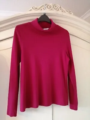 BHS Red Soft Touch Medium Weight Jersey Rollneck Size 16 (Fit 12 To Small 16) • £2.70