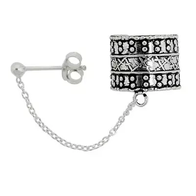 $13.99 • Buy Sterling Silver Ear Cuff Earring With Chain & Ball Stud (One Piece)