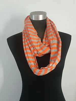  Infinity Scarf Ladies Accessory Orange Gray Striped  • $7
